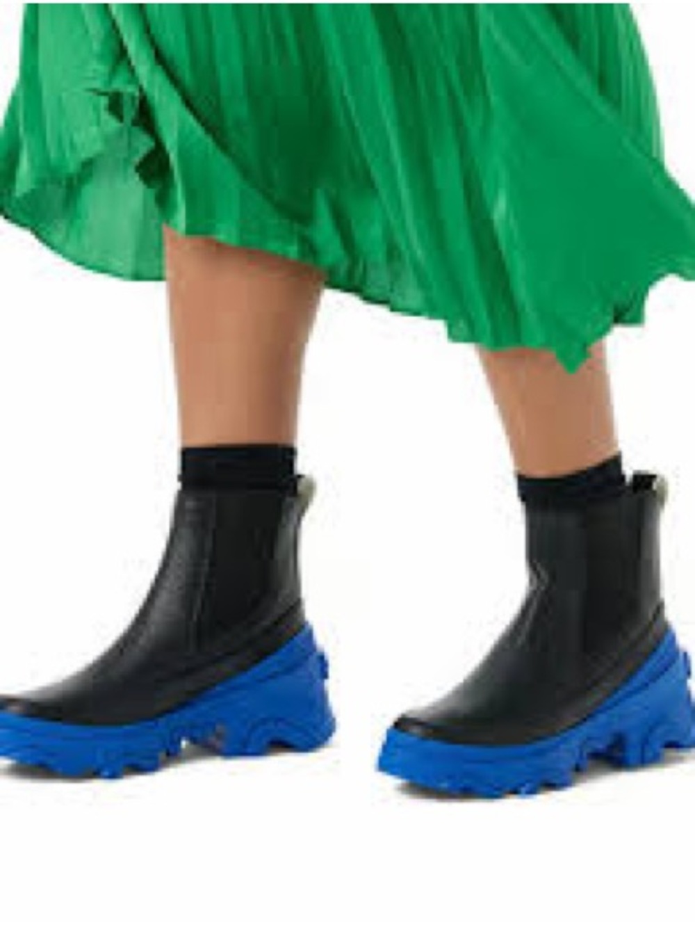 Sorel Black Chelsea Boots with Bright Blue Lug Sole